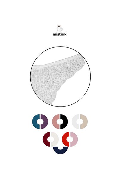 MİSTİRİK Stretchy and Soft White Lace String Panties
