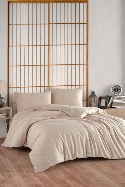 Formeya Spannbettlaken-Bettbezug-Set für Doppelbett, 100 % Baumwolle, 4 Farben