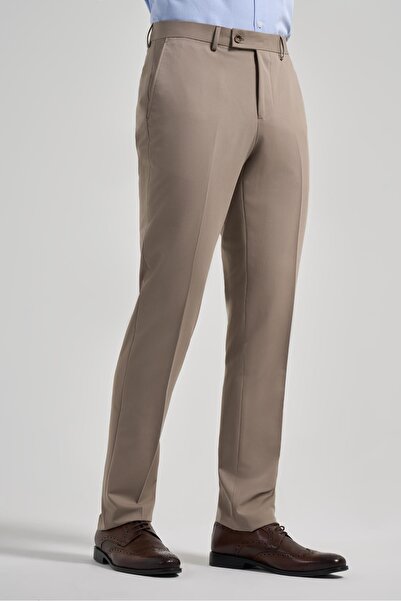 İmza Koyu Vizon Esnek Yandan Cepli Comfort Fit Classic Pantolon 1003250159
