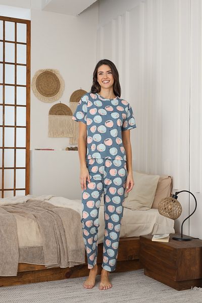 CALİA Set de pijamale din țesătură din jerseu din bumbac pieptănat cu mâneci scurte de vară