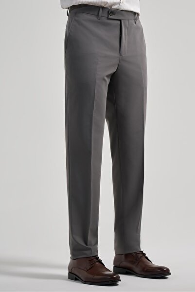İmza Koyu Antrasit Esnek Yandan Cepli Comfort Fit Classic Pantolon 1003250159