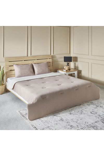 Home Box Ferum 3-Piece Striped Microfibre Jersey King Comforter Set 220x240 cm
