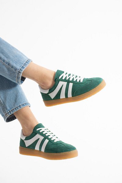 KOTAN Green Women's Sneakers - Comfortable Orthopedic Sole, Lace-Up Casual Sports Shoes