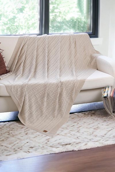 DALİSA Mathilda Knitted Soft Sofa Shawl, Lightweight Tv Blanket for Home Use