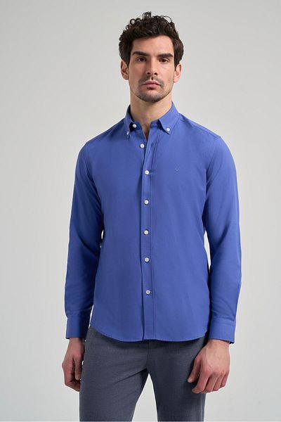 İmza Cămașă clasică slim din bumbac, cu mânecă lungă, solidă, cu guler Oxford, fără buzunar 1004250168