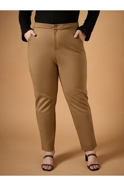 Sassafras By Styli Plus Size Solid Mid Rise Slim Fit Pants