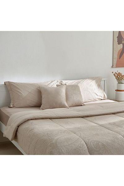 Home Box Opulent Luxe 5-Piece Cotton Jacquard Khadi Print Super King Comforter Set
