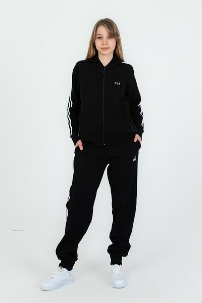 Black One Κοστούμι αθλητικής φόρμας για κορίτσια με κουκούλα με διπλή τσέπη με φερμουάρ