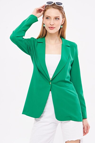 armonika Γυναικείο μπουφάν με μονό κουμπί σκούρο πράσινο - ARM-23Y 001047