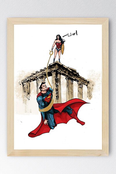 Saturn Tablou înrămat Superman Wonder Woman - Tablou poster de film
