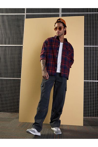 Mascln Sassafras By Styli Mid Rise Relaxed Fit Baggy Jeans with Cargo Pockets
