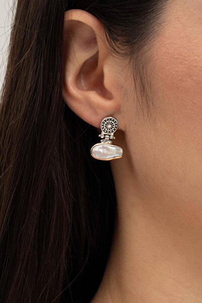 Sümer Telkari İnci Antik Tasarım Elişi Gümüş Küpe 5060