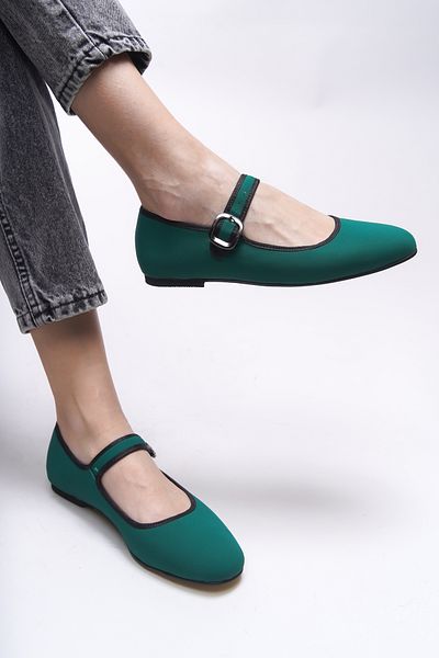 Riccon Balerini pentru femei Gisnalore verde mat - 0012277