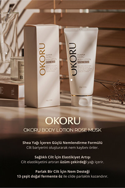 OKORU Rose Musk Kuruluk Karşıtı, Sıkılaştırıcı, Hafif ve Kolay Emilen Vücut L...