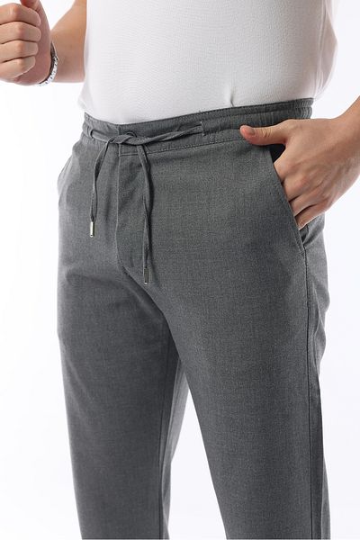 İDS COLLECTİON Pantaloni din țesătură lycra Silimfit, gri pentru bărbați, cu tăietură elastică, cu talie elastică