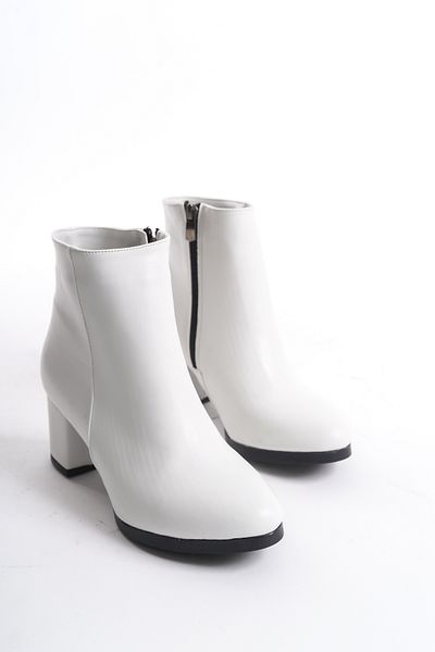 marinarosse Women's Liva White Skin Flat Heeled Short Boots