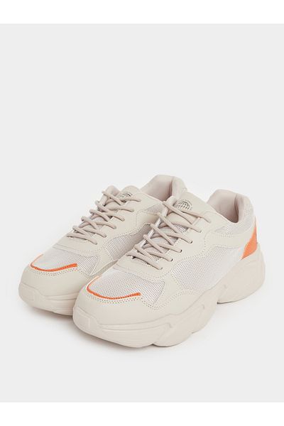 Styli Contrast Panel Chunky Sole Lace Up Sneakers