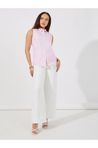 Styli Striped Sleeveless Buttoned Down Shirt