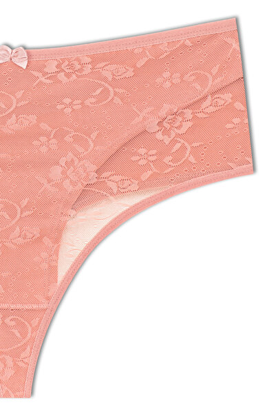 HNX 3-Piece Front Double Layer Lined Lace High Waist Cotton Thong Women's Panties