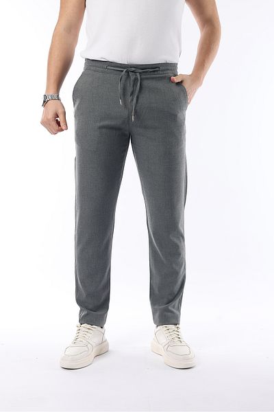 İDS COLLECTİON Pantaloni din țesătură lycra Silimfit, gri pentru bărbați, cu tăietură elastică, cu talie elastică