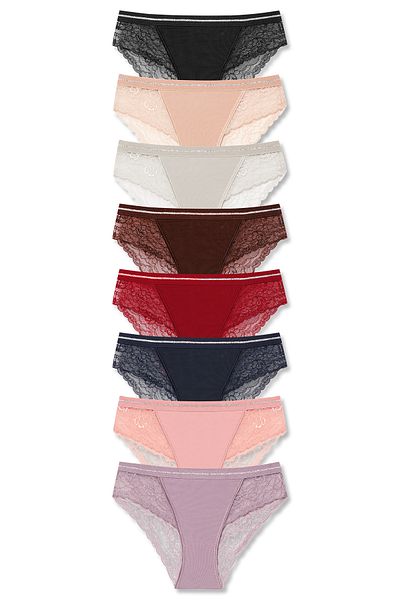 HNX 8-Piece Interlock Lace Detailed Waist Glitter Rubber Slip Women's Panties