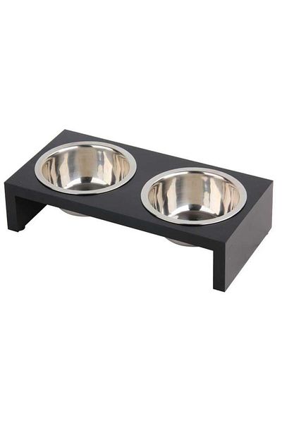 Pawise Double Food - Water Bowl Set with Wooden Stand 200 ml