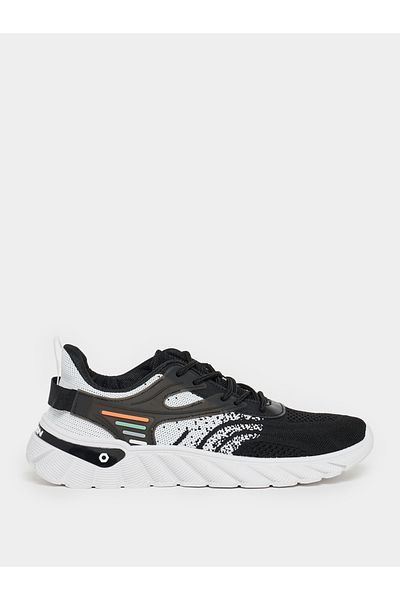 Styli Knitted Lace Up Graphic Print Sneakers