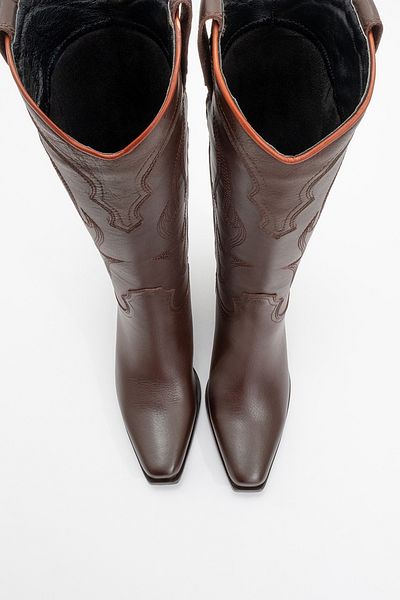LuviShoes Γυναικείες μπότες Western PİETRO Brown Skin Γνήσιο δέρμα