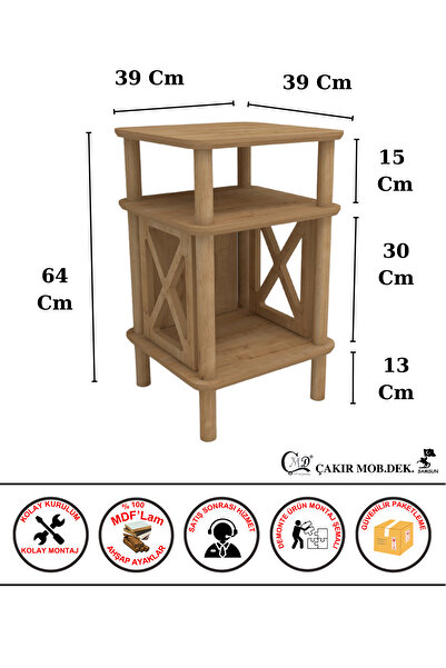 ÇMD ÇAKIR MOBİLYA DEKORASYON Castagno Komodin Minimalist Mdf Ve Ahşap Ayaklı Tasarım - Oturma Odası - Mutfak - Yatak Odası
