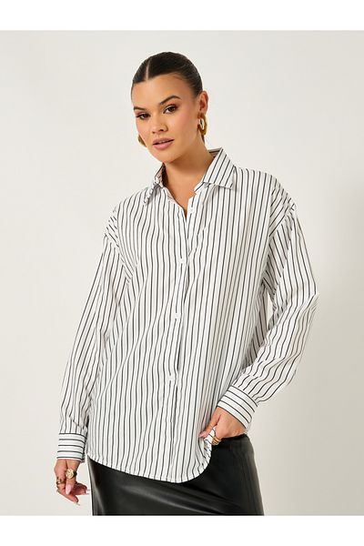 Styli Striped Oversized Long Sleeves Shirt