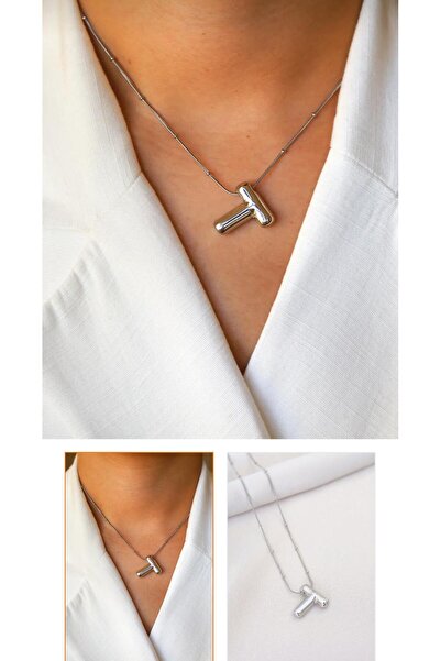 caseopia C-M-E-Y-B-S-K-H-T-F-Z Harfli Balon Model Gümüş Renkli Çelik Kolye BA...