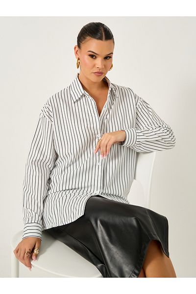 Styli Striped Oversized Long Sleeves Shirt