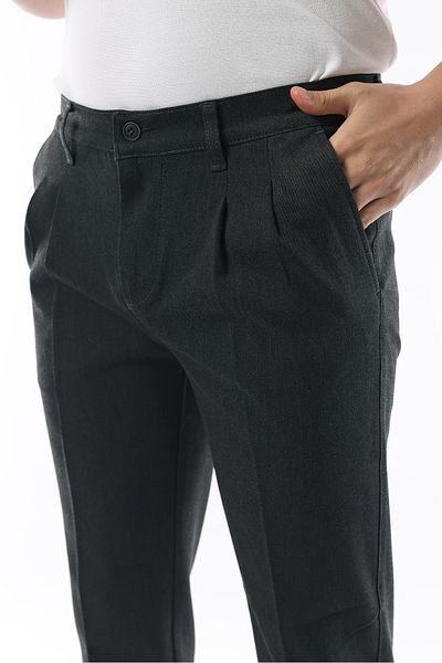 İDS COLLECTİON Pantaloni de sezon pentru bărbați din lycra antracit cu pliuri