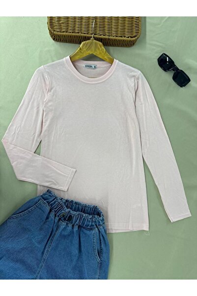 skycott Μακρυμάνικο γυναικείο κορμάκι βισκόζης - λαιμόκοψη, ροζ μπλουζάκι και...