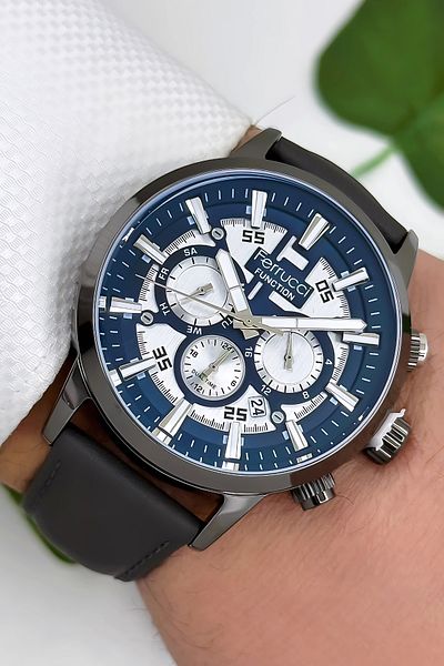 Ferrucci Leather Cord Men's Wristwatch 3 Atm - Bracelet Smoked Zmfer168 Gift