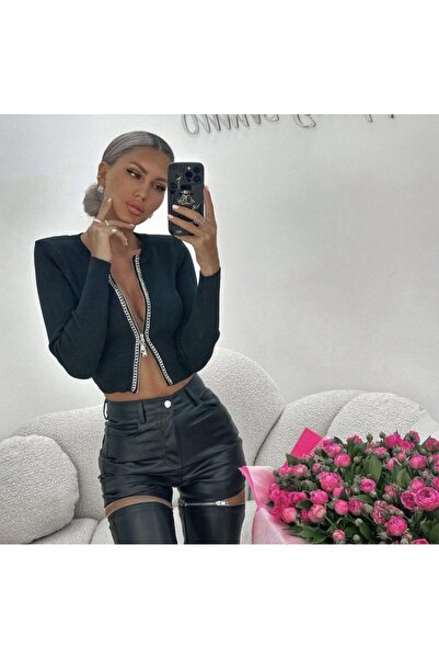 buğrahayalin Women's Camisole Fabric Chain Double Zippered Deal Merchandise Blouse