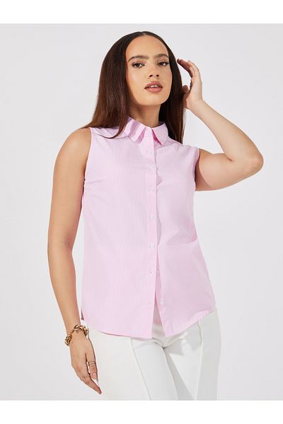 Styli Striped Sleeveless Buttoned Down Shirt
