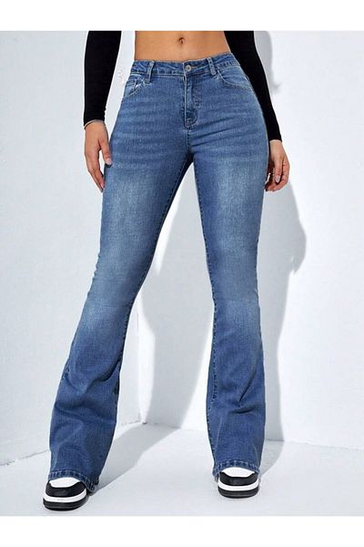 JANES Pantaloni de damă cu talie înaltă, blugi spanioli cu buzunare