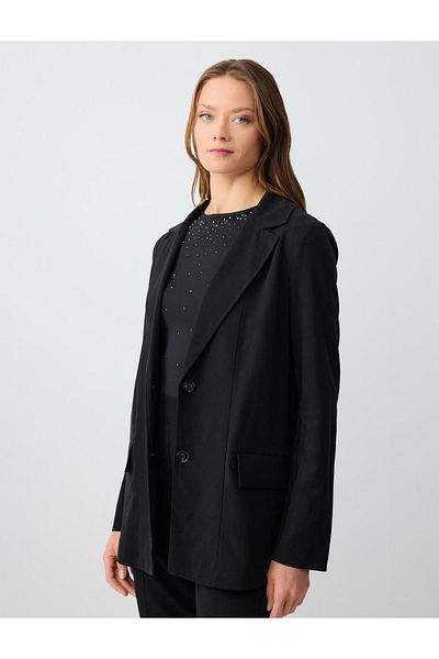 Jimmy Key Black Long Sleeve Solid Cut Woven Jacket
