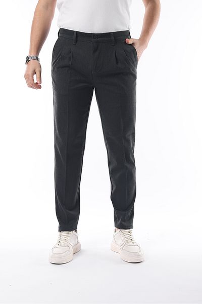 İDS COLLECTİON Pantaloni de sezon pentru bărbați din lycra antracit cu pliuri
