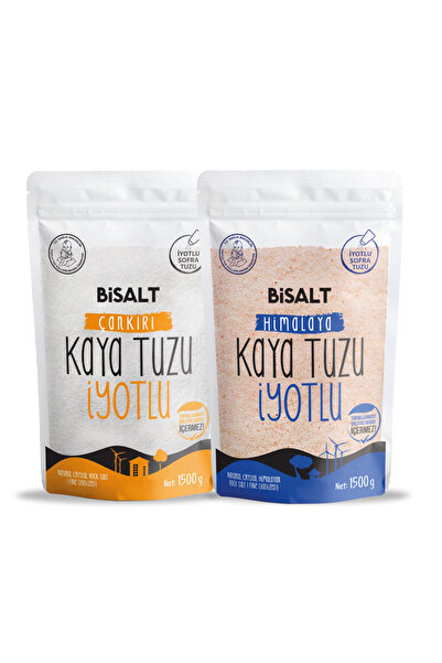 Bisalt İnce İyotlu Himalaya & Çankırı Tuzu 1500 gr (2'li Avantaj Paketi)