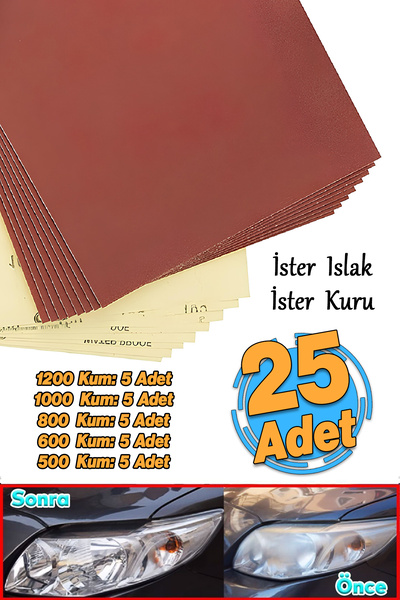Badem10 Far Temizleme Su Zımparası Kağıt Kağıdı İnce Kalın Kum Set 1200-1000-...