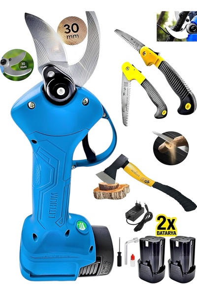 Germany Steel ALMAN 2020Rpm ŞARJLI DAL BUDAMA BAĞ MAKASI ÇİFT AKÜLÜ BAKIR SAR...