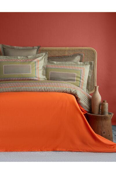Apricitas HOME طقم غطاء لحاف من الساتان من Regina Orange Elegance مزدوج