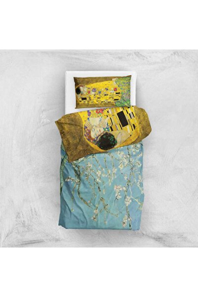 The Lucid Lab Almond Blossoms & The Kiss Çift Taraflı Nevresim Takımı - 200 cm x 220 cm