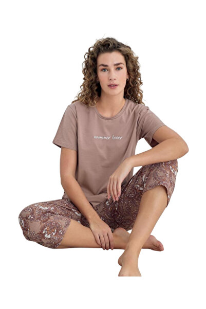 shefox طقم كابري نسائي من القطن الممشط بأكمام قصيرة