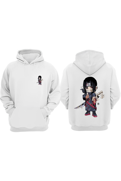 Anetos Hanorac alb Naruto Uchiha Itachi Cute Design Back B cu imprimeu