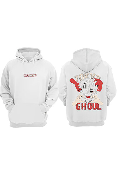 Anetos Ken Kaneki Tokyo Ghoul Design de tatuaj cu imprimeu pe spate Hanorac alb