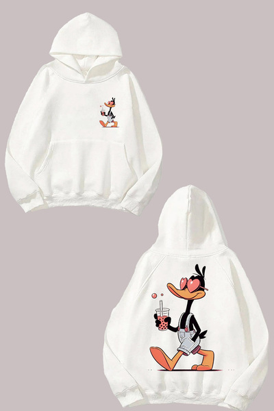 Anetos Lovers Duck Design Hanorac Alb cu Imprimeu pe Spate