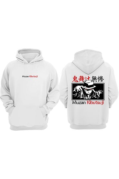 Anetos Muzan Kibutsuji Demon Slayer Design Back Printed White Sweatshirt